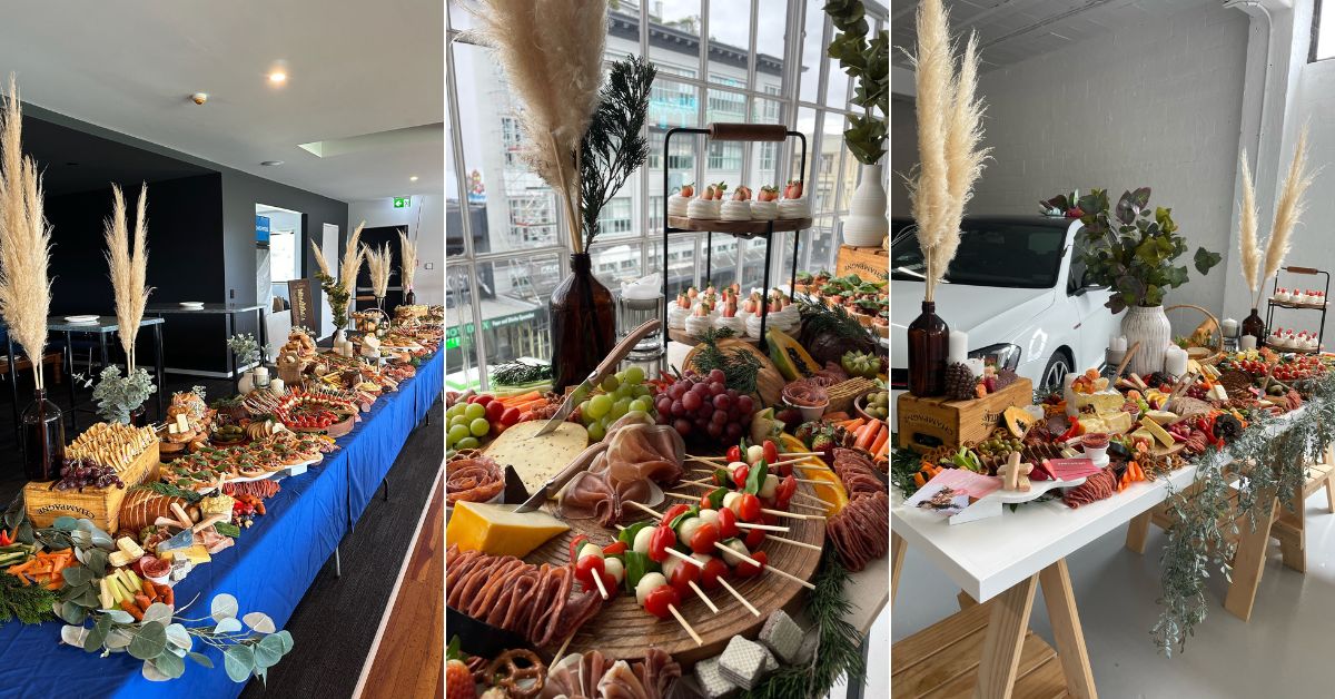 3 images of grazing tables made for corporate events